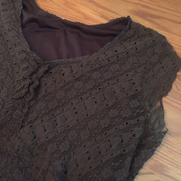 Brown Lace Cap Sleeve Tank Top - Picture 7 of 13